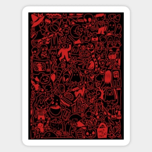 Halloween doodle (red) Magnet